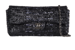 Sequin Flap Bag, Leather, Black, 29807667(2019), AC/DB, 3*